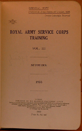 Royal Army Service Corps Training.