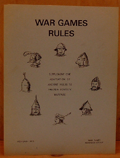 War Games Rules. Supplement one Adaption of Ancient Rules